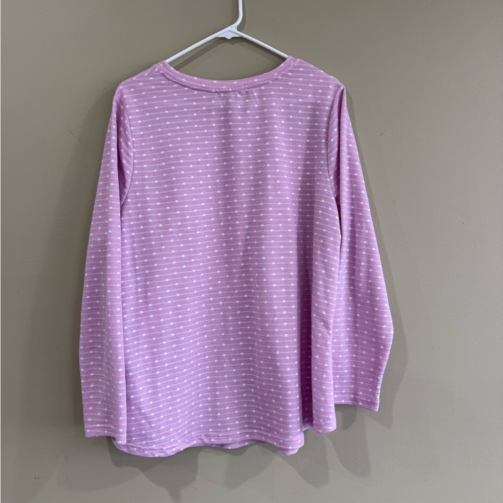 Lavender Pink Polka Dot Long Sleeve Top - Picture 2 of 7